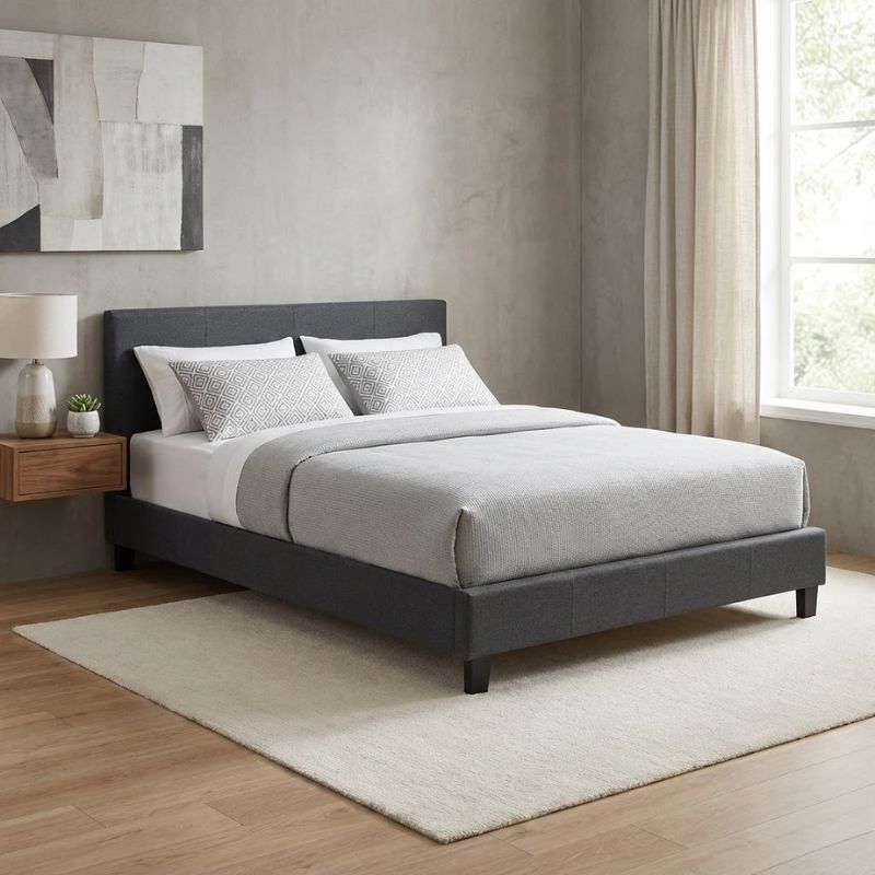 Κρεβάτι Flat Megapap υφασμάτινο χρώμα ανθρακί 150x200εκ. Κρεβάτι Flat Megapap υφασμάτινο χρώμα ανθρακί 150x200εκ.