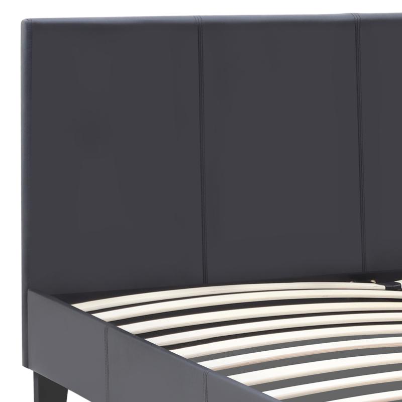 Κρεβάτι Flat Megapap από τεχνόδερμα χρώμα μαύρο ματ 150x200εκ.
