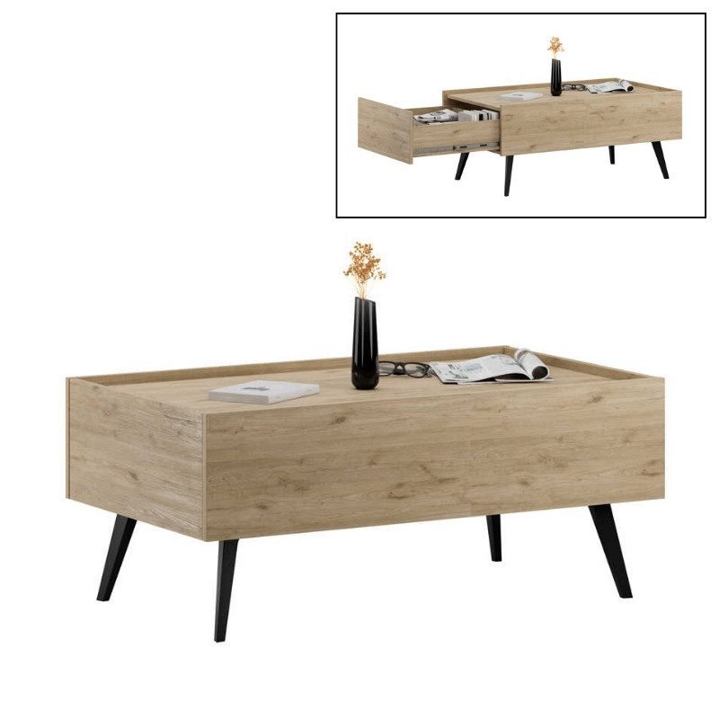 Τραπεζάκι σαλονιού Luna Megapap χρώμα oak 102x61x44εκ. Τραπεζάκι σαλονιού Luna Megapap χρώμα oak 102x61x44εκ.