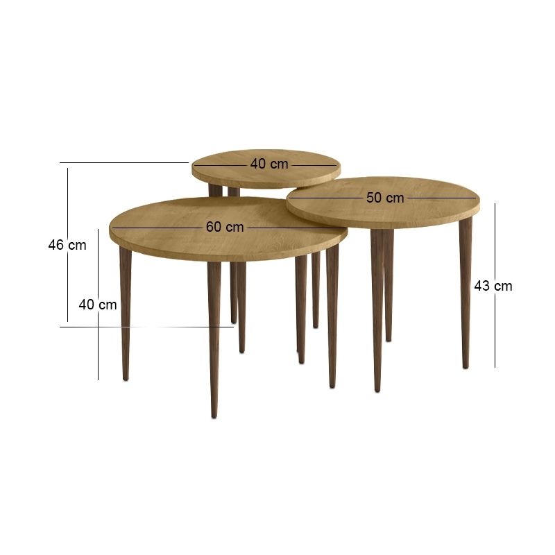 Τραπεζάκι σαλονιού σετ 3 τμχ Nola Megapap χρώμα sapphire oak Ø60x46εκ. Τραπεζάκι σαλονιού σετ 3 τμχ Nola Megapap χρώμα sapphire oak Ø60x46εκ.