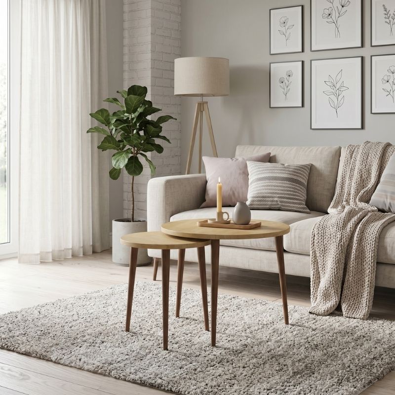 Τραπεζάκι σαλονιού σετ 2 τμχ Nola Megapap χρώμα sapphire oak Ø60x46εκ. Τραπεζάκι σαλονιού σετ 2 τμχ Nola Megapap χρώμα sapphire oak Ø60x46εκ.