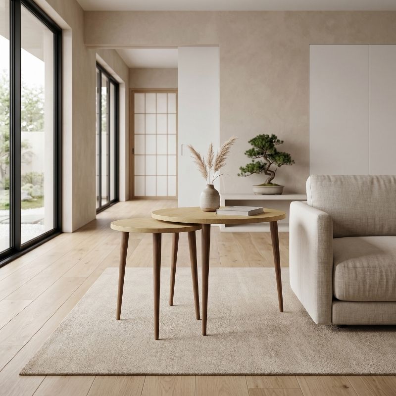 Τραπεζάκι σαλονιού σετ 2 τμχ Nola Megapap χρώμα sapphire oak Ø60x46εκ. Τραπεζάκι σαλονιού σετ 2 τμχ Nola Megapap χρώμα sapphire oak Ø60x46εκ.
