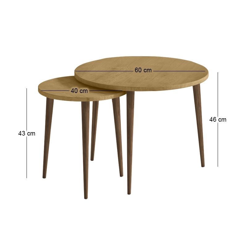 Τραπεζάκι σαλονιού σετ 2 τμχ Nola Megapap χρώμα sapphire oak Ø60x46εκ. Τραπεζάκι σαλονιού σετ 2 τμχ Nola Megapap χρώμα sapphire oak Ø60x46εκ.