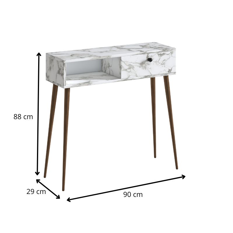 Κονσόλα Napoli Megapap χρώμα λευκό εφέ μαρμάρου 90x29x88εκ. Κονσόλα Napoli Megapap χρώμα λευκό εφέ μαρμάρου 90x29x88εκ.