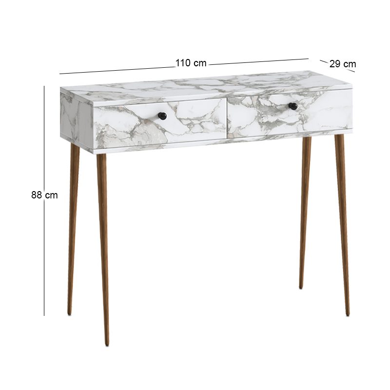 Κονσόλα Alis Megapap χρώμα λευκό εφέ μαρμάρου 110x29x88εκ. Κονσόλα Alis Megapap χρώμα λευκό εφέ μαρμάρου 110x29x88εκ.