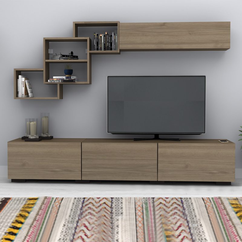 Σύνθεση τηλεόρασης Free Megapap χρώμα καρυδί 210x35x38εκ. Σύνθεση τηλεόρασης Free Megapap χρώμα καρυδί 210x35x38εκ.