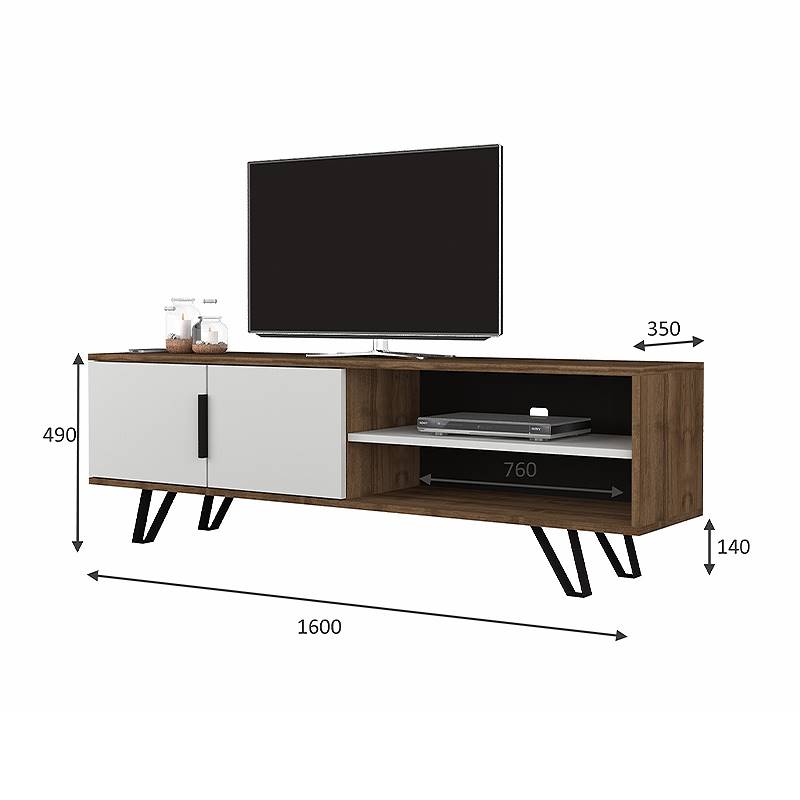 Έπιπλο τηλεόρασης Foot Megapap χρώμα καρυδί - λευκό 160x35x49εκ. Έπιπλο τηλεόρασης Foot Megapap χρώμα καρυδί - λευκό 160x35x49εκ.