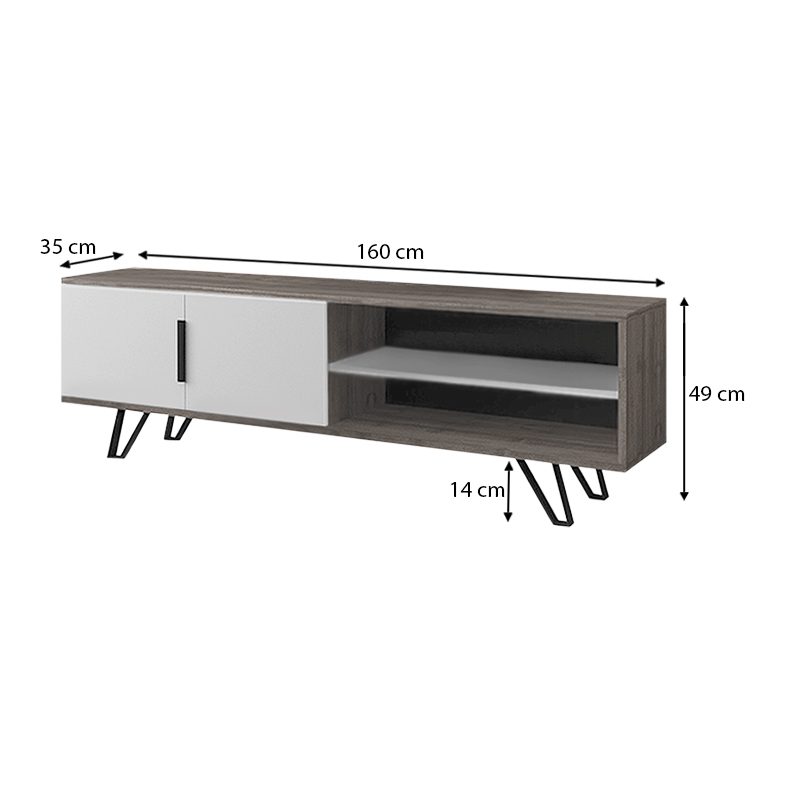 Έπιπλο τηλεόρασης Foot Megapap χρώμα καρυδί - λευκό 160x35x49εκ. Έπιπλο τηλεόρασης Foot Megapap χρώμα καρυδί - λευκό 160x35x49εκ.