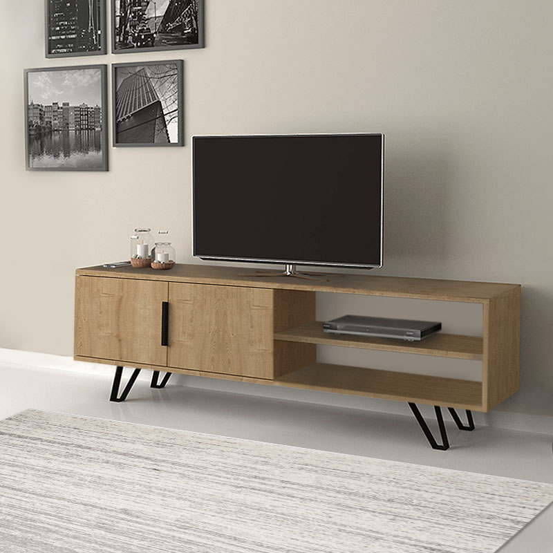 Έπιπλο τηλεόρασης Foot Megapap χρώμα φυσικό οξιάς 160x35x49εκ. Έπιπλο τηλεόρασης Foot Megapap χρώμα φυσικό οξιάς 160x35x49εκ.