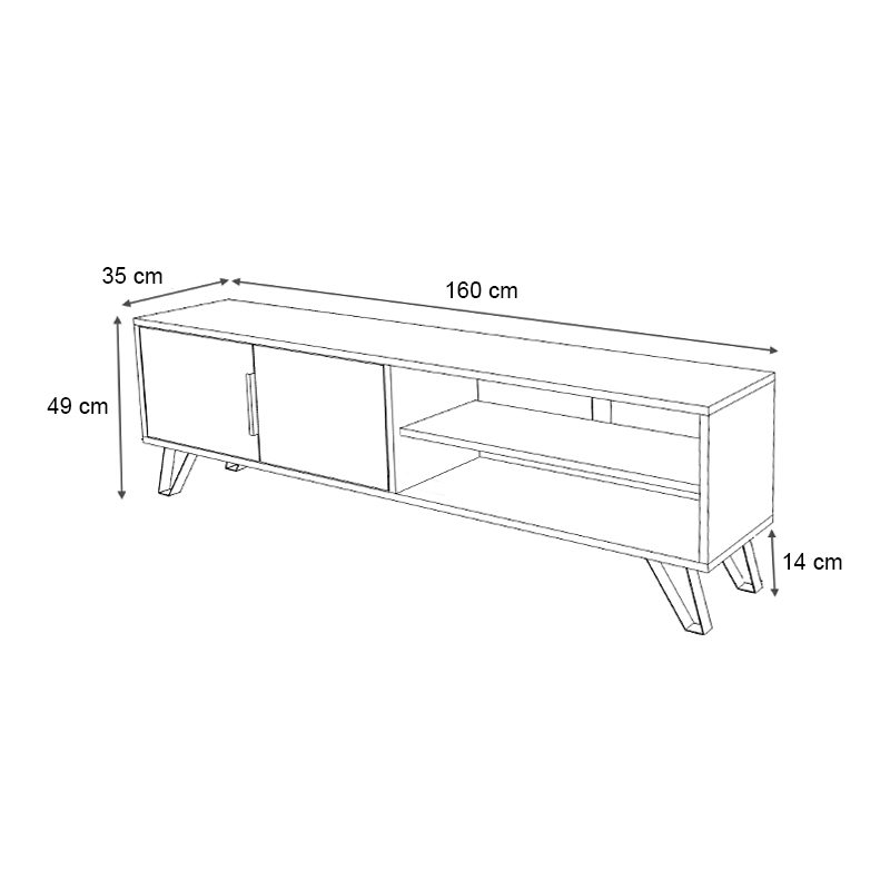 Έπιπλο τηλεόρασης Foot Megapap χρώμα καρυδί 160x35x49εκ. Έπιπλο τηλεόρασης Foot Megapap χρώμα καρυδί 160x35x49εκ.