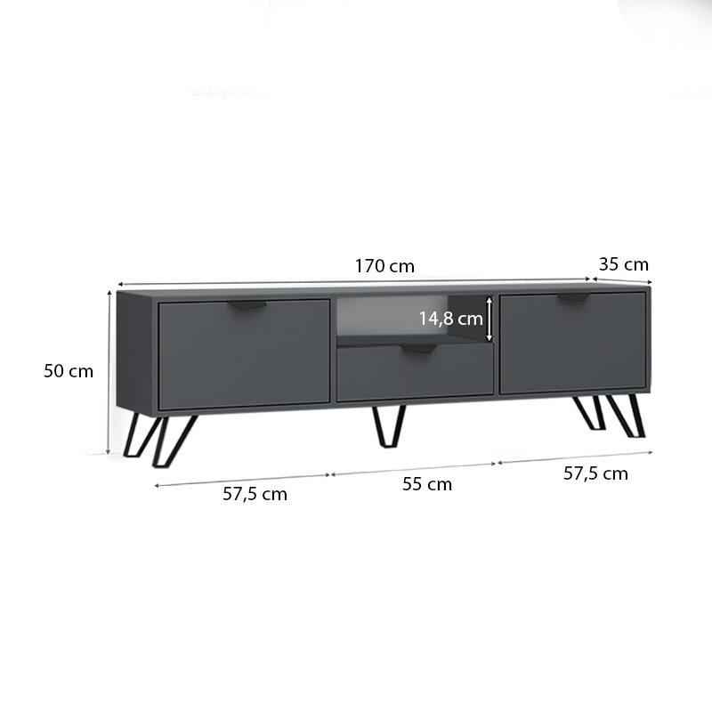 Έπιπλο τηλεόρασης Jasmine Megapap χρώμα γκρι 170x35x50εκ. Έπιπλο τηλεόρασης Jasmine Megapap χρώμα γκρι 170x35x50εκ.