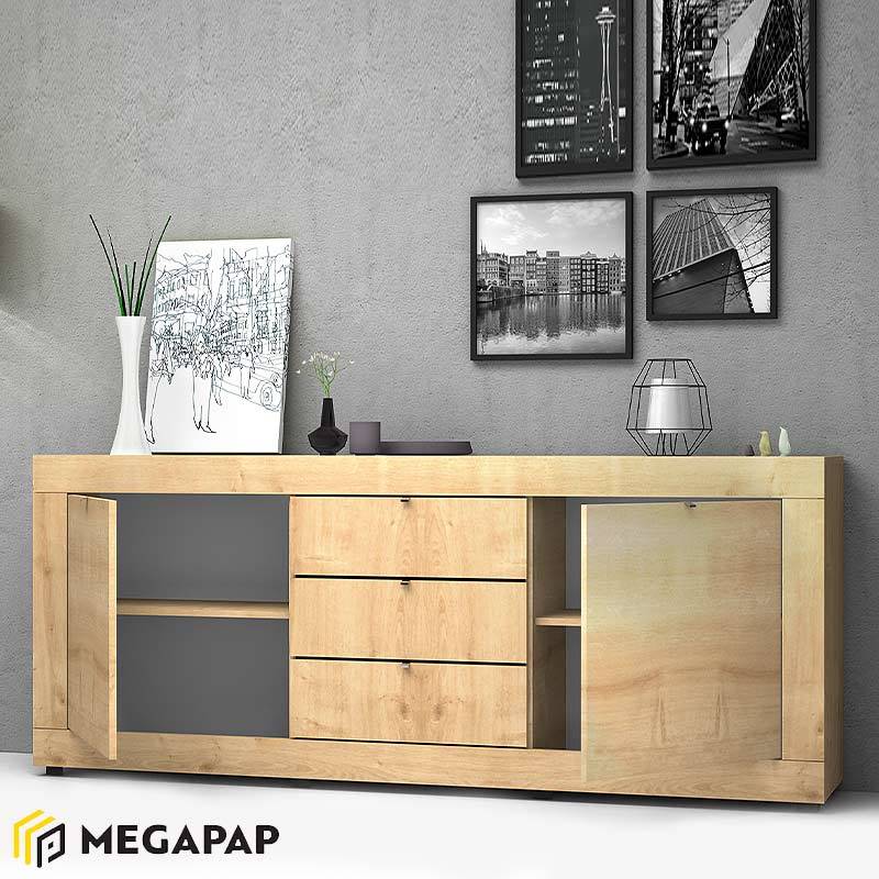 Μπουφές Ocean Megapap χρώμα φυσικό οξιάς 210x45x86εκ. Μπουφές Ocean Megapap χρώμα φυσικό οξιάς 210x45x86εκ.