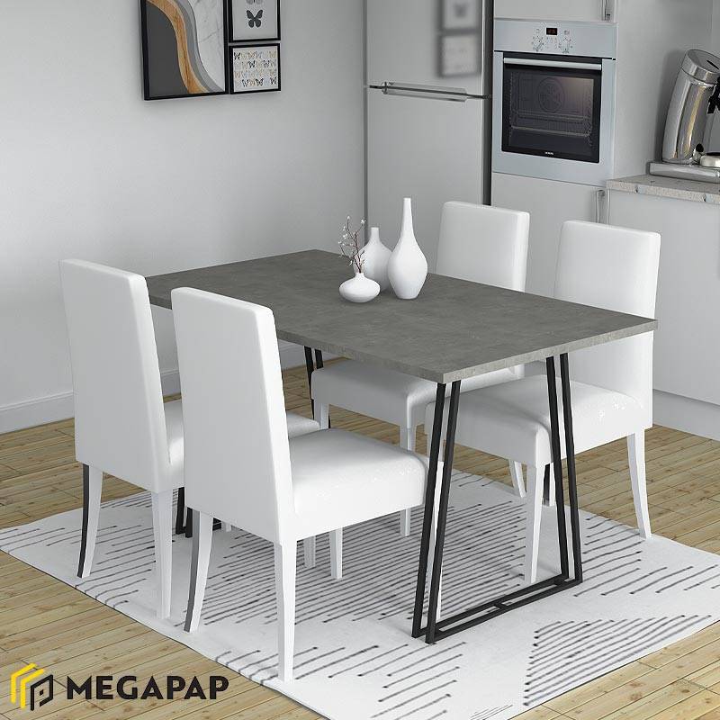 Τραπέζι Gable Megapap μεταλλικό - μελαμίνης χρώμα ανθρακί 140x80x76εκ.