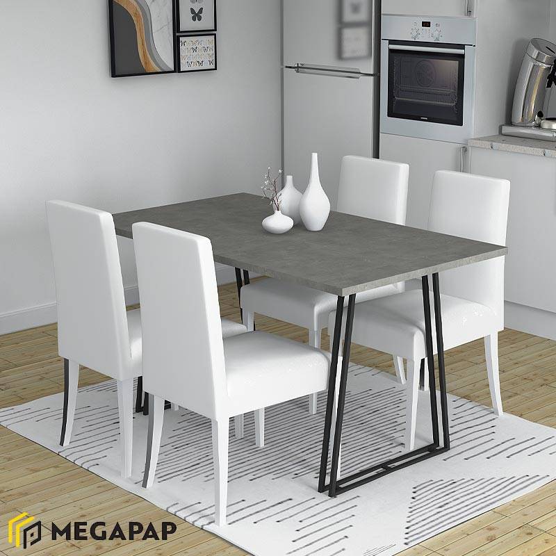 Τραπέζι Gable Megapap μεταλλικό - μελαμίνης χρώμα ανθρακί 140x80x76εκ.