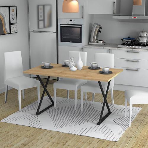 Τραπέζι Bette Megapap χρώμα φυσικό οξιάς - ανθρακί 140x80x76εκ.