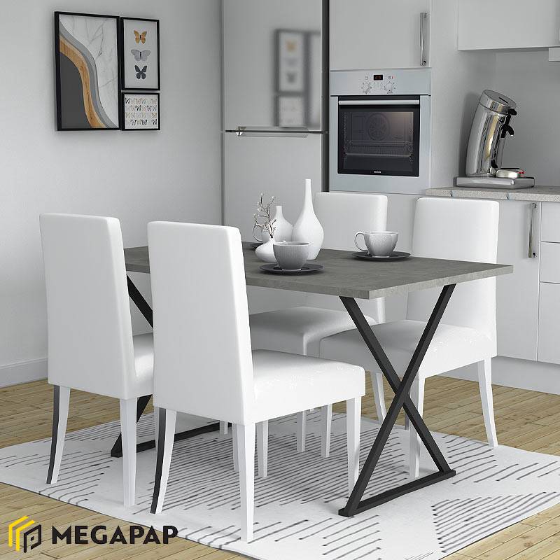 Τραπέζι Bette Megapap μεταλλικό - μελαμίνης χρώμα γκρι σκυροδέματος 140x80x76εκ.