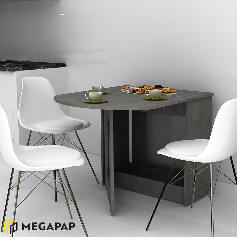 Τραπέζι μελαμίνης Winslet Megapap επεκτεινόμενο χρώμα γκρι σκυροδέματος 34(63+63)x80x76εκ.