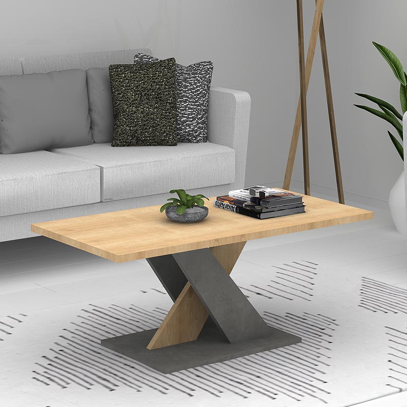 Τραπεζάκι σαλονιού Marcello Megapap χρώμα φυσικό οξιάς - γκρι σκυροδέματος 110x55x47εκ.