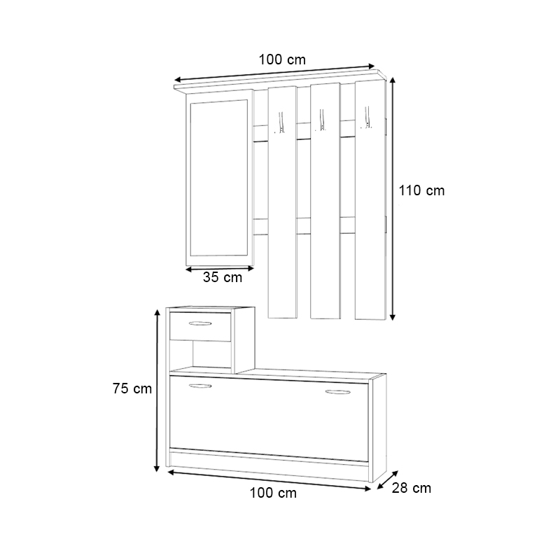 Έπιπλο εισόδου Raynold Megapap χρώμα φυσικό οξιάς 100x30x180εκ. Έπιπλο εισόδου Raynold Megapap χρώμα φυσικό οξιάς 100x30x180εκ.
