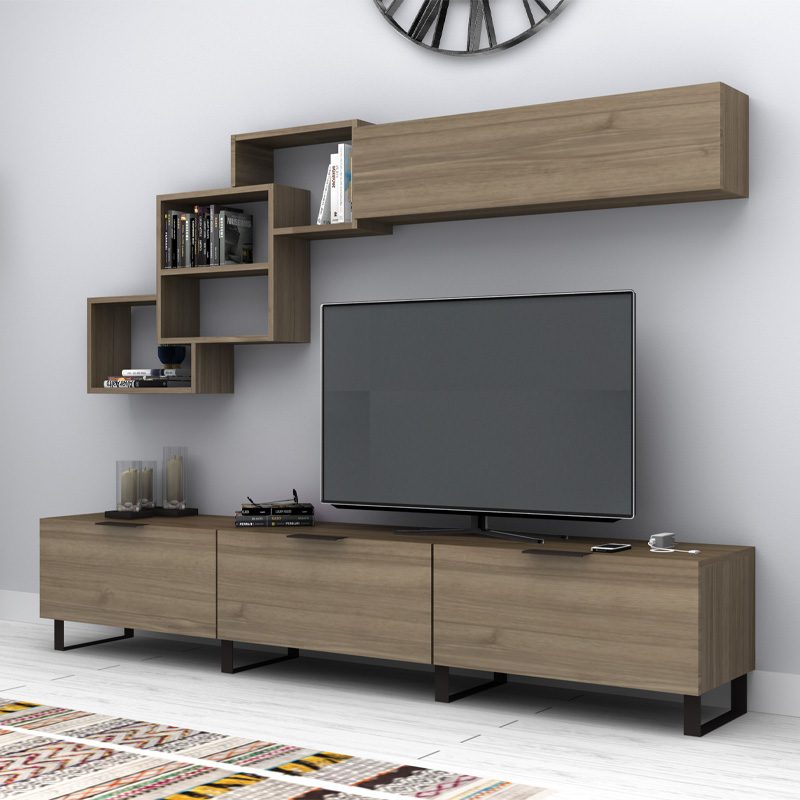 Σύνθεση τηλεόρασης Heydar Megapap χρώμα καρυδί 210x35x40εκ. Σύνθεση τηλεόρασης Heydar Megapap χρώμα καρυδί 210x35x40εκ.