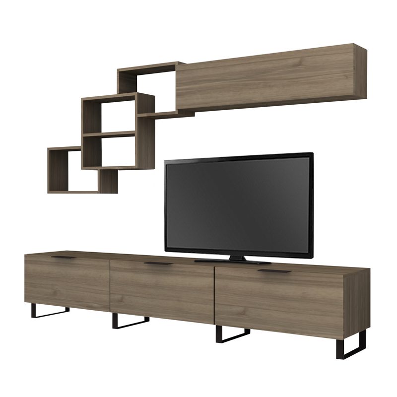 Σύνθεση τηλεόρασης Heydar Megapap χρώμα καρυδί 210x35x40εκ. Σύνθεση τηλεόρασης Heydar Megapap χρώμα καρυδί 210x35x40εκ.