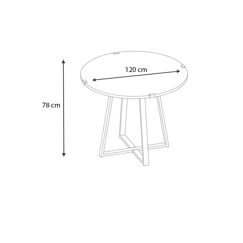 Τραπέζι Rubes Megapap μεταλλικό - μελαμίνης χρώμα sonoma - ανθρακί 120x120x78εκ.