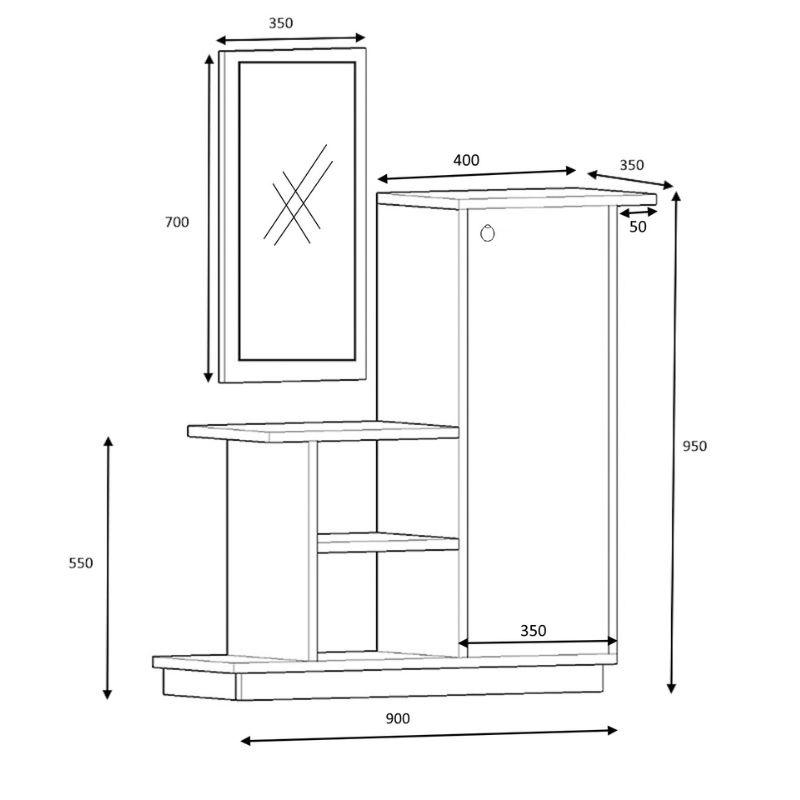 Έπιπλο εισόδου Cute Megapap χρώμα καρυδί 90x35x95εκ. Έπιπλο εισόδου Cute Megapap χρώμα καρυδί 90x35x95εκ.