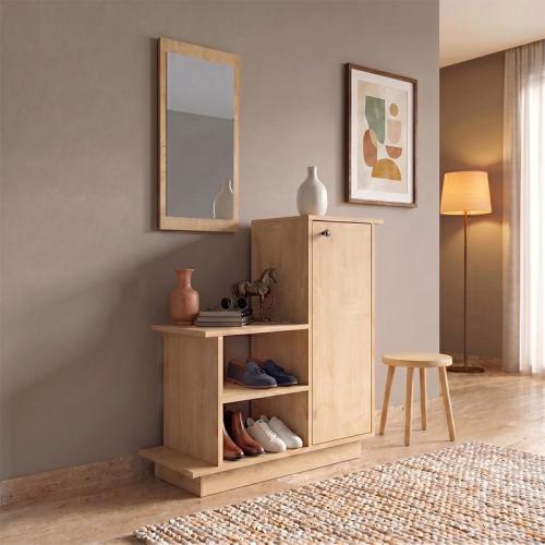 Έπιπλο εισόδου Cute Megapap χρώμα φυσικό οξιάς 90x35x95εκ.