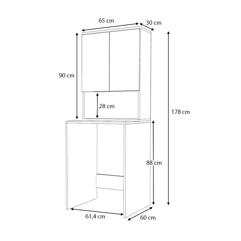Έπιπλο πλυντηρίου Cozen Megapap χρώμα λευκό 65x60x178εκ. Έπιπλο πλυντηρίου Cozen Megapap χρώμα λευκό 65x60x178εκ.