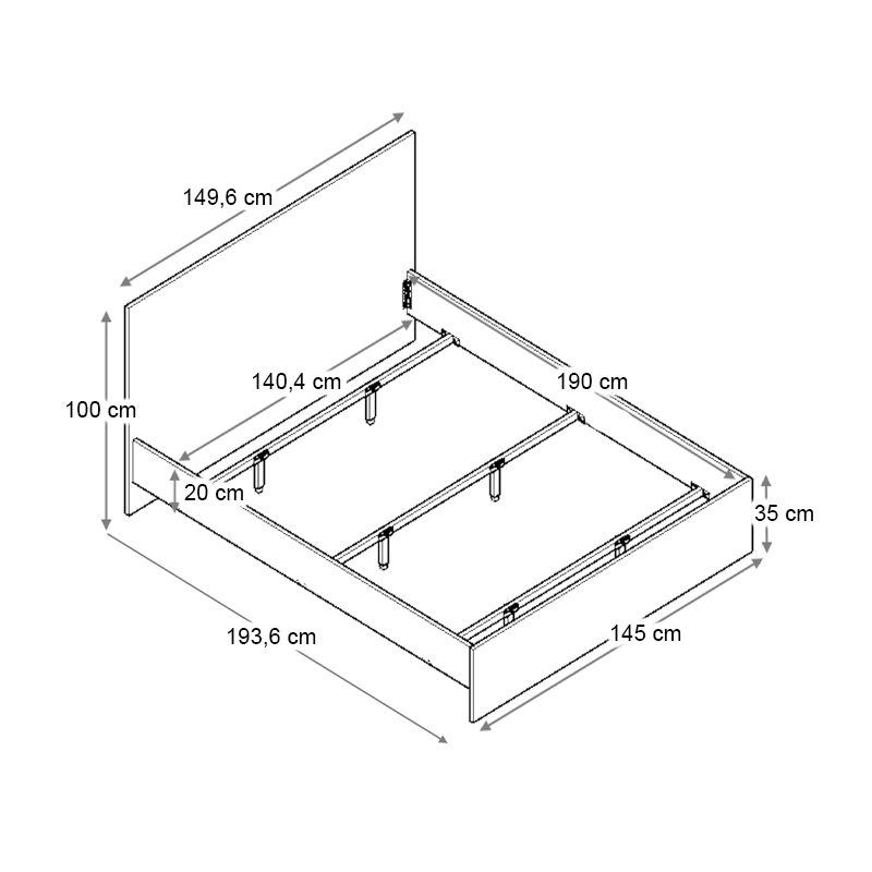 Κρεβάτι Troy Megapap χρώμα γκρι σκυροδέματος 140x190εκ. Κρεβάτι Troy Megapap χρώμα γκρι σκυροδέματος 140x190εκ.