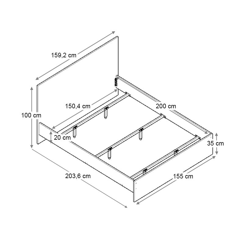 Κρεβάτι Troy Megapap χρώμα φυσικό οξιάς 150x200εκ. Κρεβάτι Troy Megapap χρώμα φυσικό οξιάς 150x200εκ.