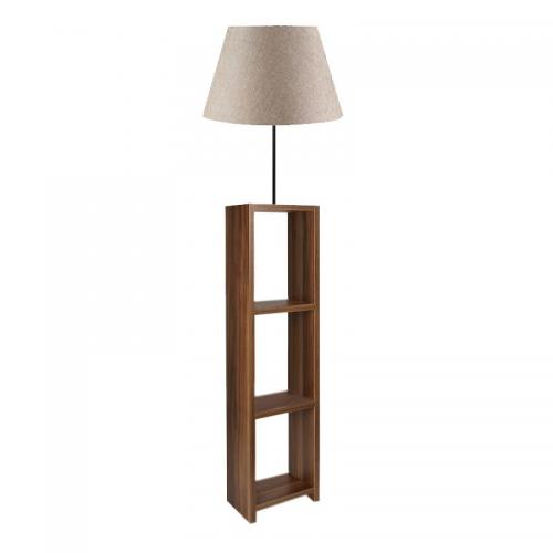 Φωτιστικό δαπέδου Launo Megapap υφασμάτινο Pvc/MDF χρώμα μπεζ/καρυδί 38x38x150εκ.
