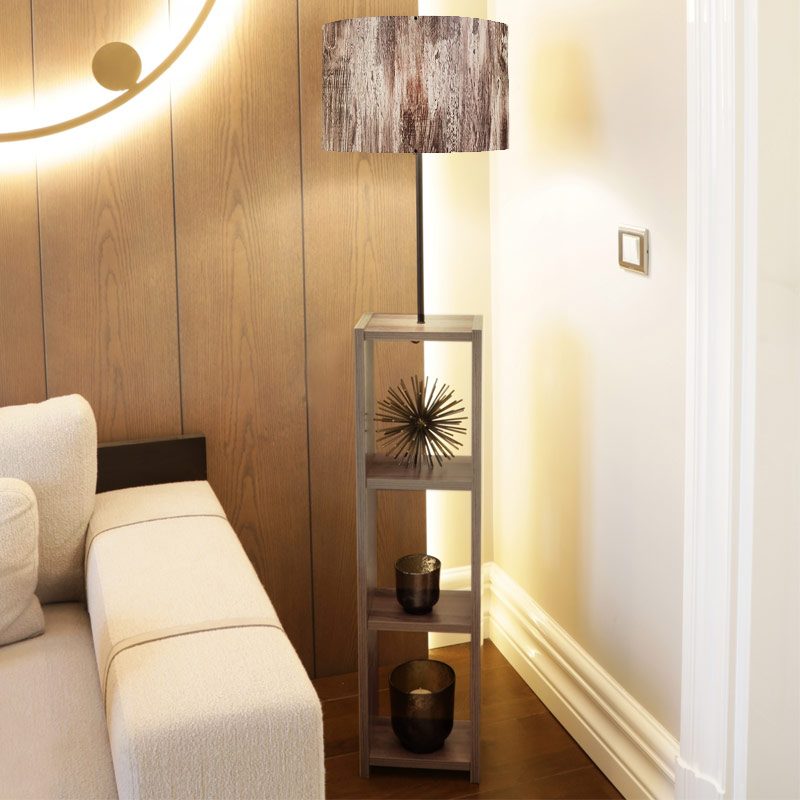 Φωτιστικό δαπέδου Launo Megapap υφασμάτινο Pvc/MDF χρώμα καφέ/καρυδί 38x38x150εκ. Φωτιστικό δαπέδου Launo Megapap υφασμάτινο Pvc/MDF χρώμα καφέ/καρυδί 38x38x150εκ.