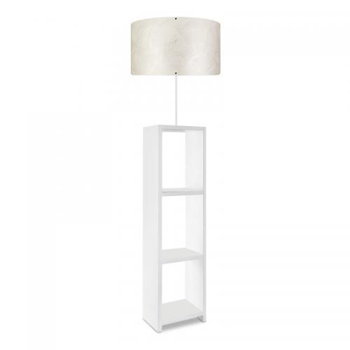 Φωτιστικό δαπέδου Launo Megapap υφασμάτινο Pvc/MDF χρώμα λευκό - γκρι 38x38x150εκ.