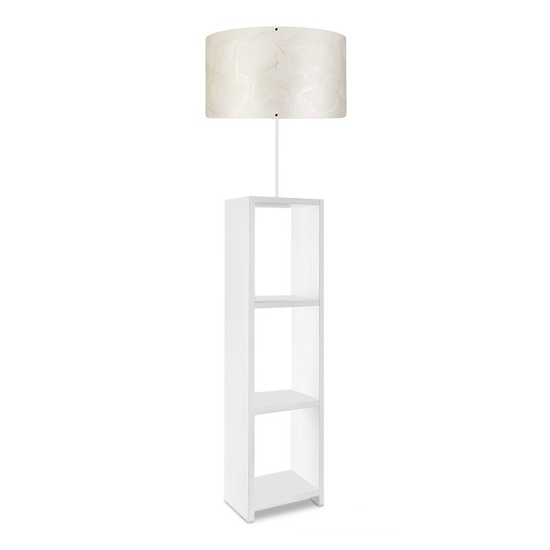 Φωτιστικό δαπέδου Launo Megapap υφασμάτινο Pvc/MDF χρώμα λευκό - γκρι 38x38x150εκ.