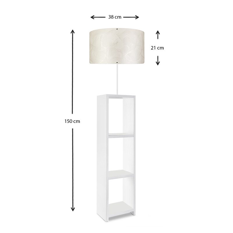 Φωτιστικό δαπέδου Launo Megapap υφασμάτινο Pvc/MDF χρώμα λευκό - γκρι 38x38x150εκ.