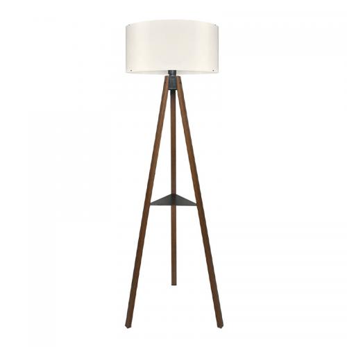 Φωτιστικό δαπέδου Thomas Megapap E27 Mdf/ύφασμα Pvc χρώμα καρυδί - κρεμ 38x38x135εκ.