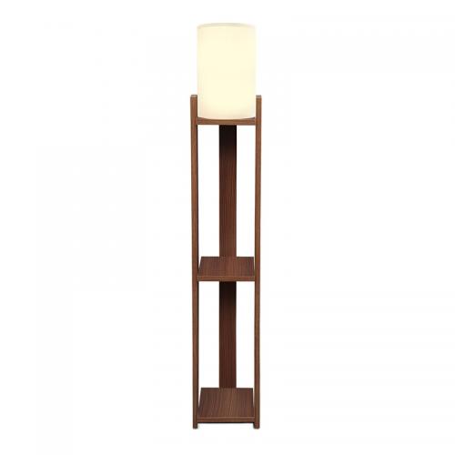 Φωτιστικό δαπέδου Verma I Megapap E27 Mdf/ύφασμα Pvc χρώμα καρυδί - κρεμ 18,5x18,5x142εκ.