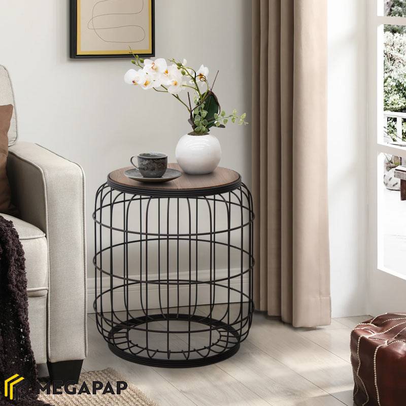 Σκαμπώ - τραπεζάκι βοηθητικό Muller Megapap μεταλλικό - Mdf χρώμα μαύρο - καρυδί 35x35x47εκ. Σκαμπώ - τραπεζάκι βοηθητικό Muller Megapap μεταλλικό - Mdf χρώμα μαύρο - καρυδί 35x35x47εκ.