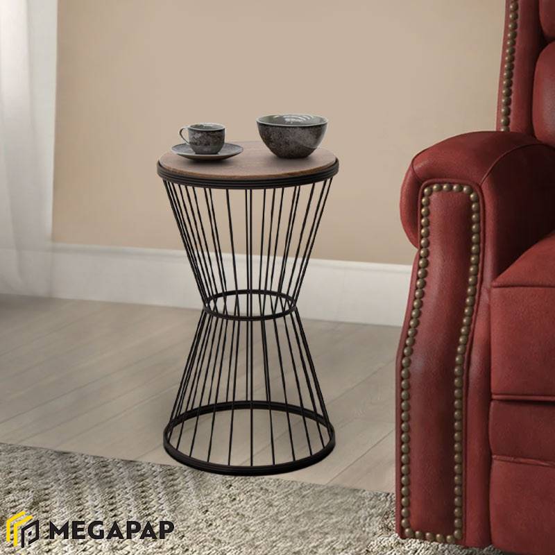 Βοηθητικό τραπεζάκι Hoffman Megapap μεταλλικό - Mdf χρώμα μαύρο - καρυδί 35x35x58εκ. Βοηθητικό τραπεζάκι Hoffman Megapap μεταλλικό - Mdf χρώμα μαύρο - καρυδί 35x35x58εκ.