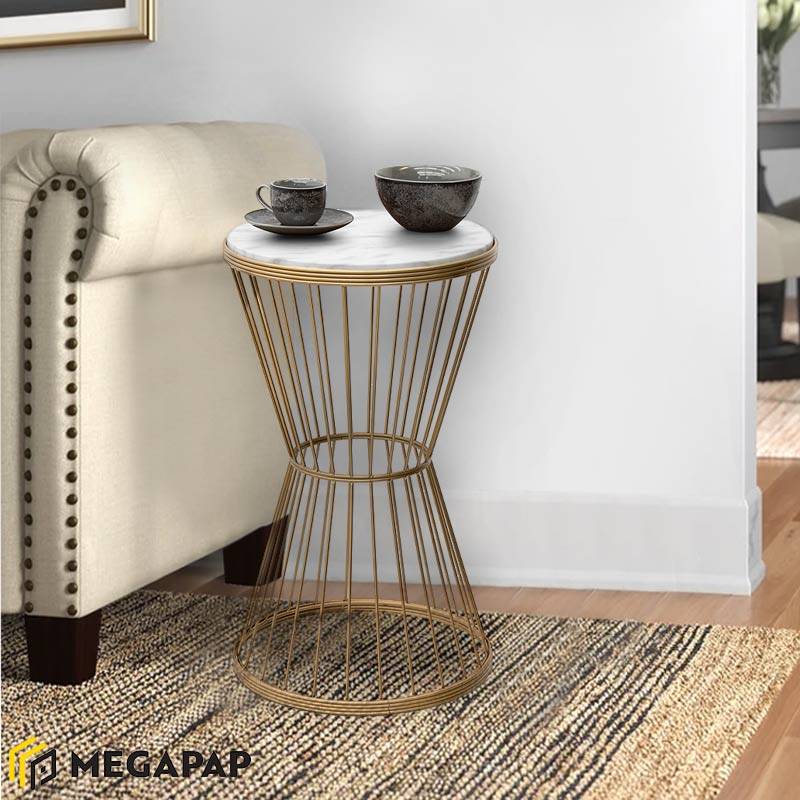 Βοηθητικό τραπεζάκι Hoffman Megapap μεταλλικό - Mdf χρώμα χρυσό - λευκό εφέ μαρμάρου 35x35x58εκ. Βοηθητικό τραπεζάκι Hoffman Megapap μεταλλικό - Mdf χρώμα χρυσό - λευκό εφέ μαρμάρου 35x35x58εκ.