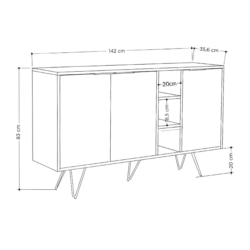 Μπουφές Clara Megapap χρώμα sapphire oak 142x35,6x83εκ. Μπουφές Clara Megapap χρώμα sapphire oak 142x35,6x83εκ.