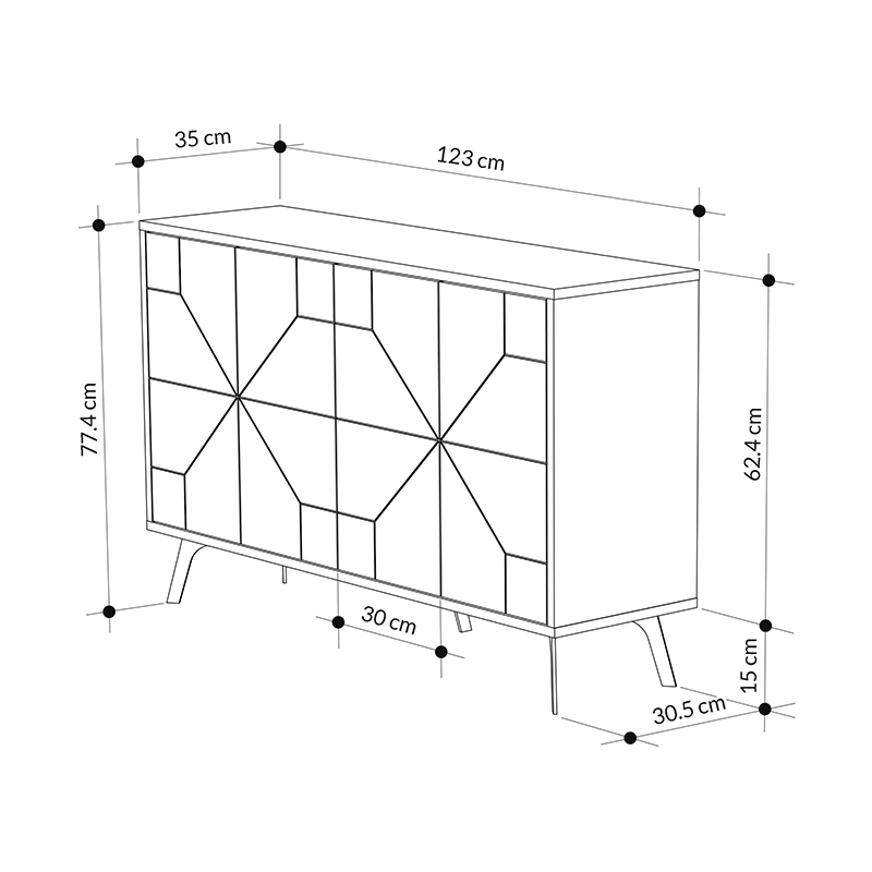 Μπουφές Dune Megapap χρώμα sapphire oak 123x35x77,4εκ. Μπουφές Dune Megapap χρώμα sapphire oak 123x35x77,4εκ.
