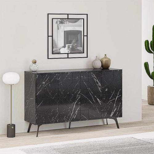 Μπουφές Dune Megapap χρώμα μαύρο εφέ μαρμάρου 123x35x77,4εκ.