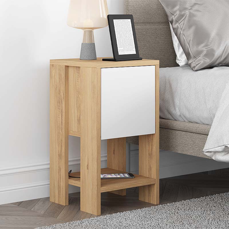 Κομοδίνο Ema Megapap χρώμα sapphire oak - λευκό 30x30x55εκ. Κομοδίνο Ema Megapap χρώμα sapphire oak - λευκό 30x30x55εκ.
