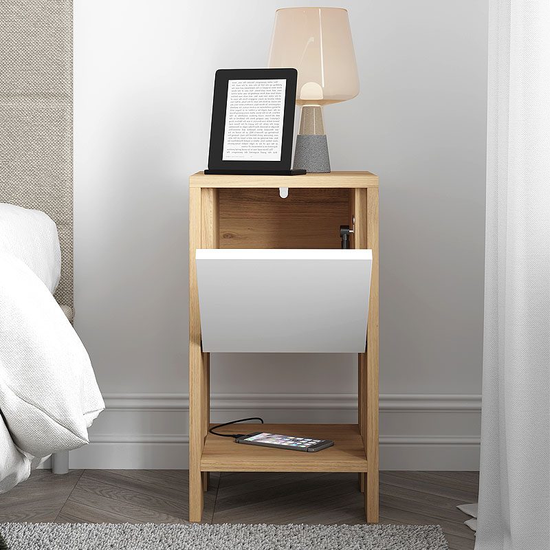 Κομοδίνο Ema Megapap χρώμα sapphire oak - λευκό 30x30x55εκ. Κομοδίνο Ema Megapap χρώμα sapphire oak - λευκό 30x30x55εκ.