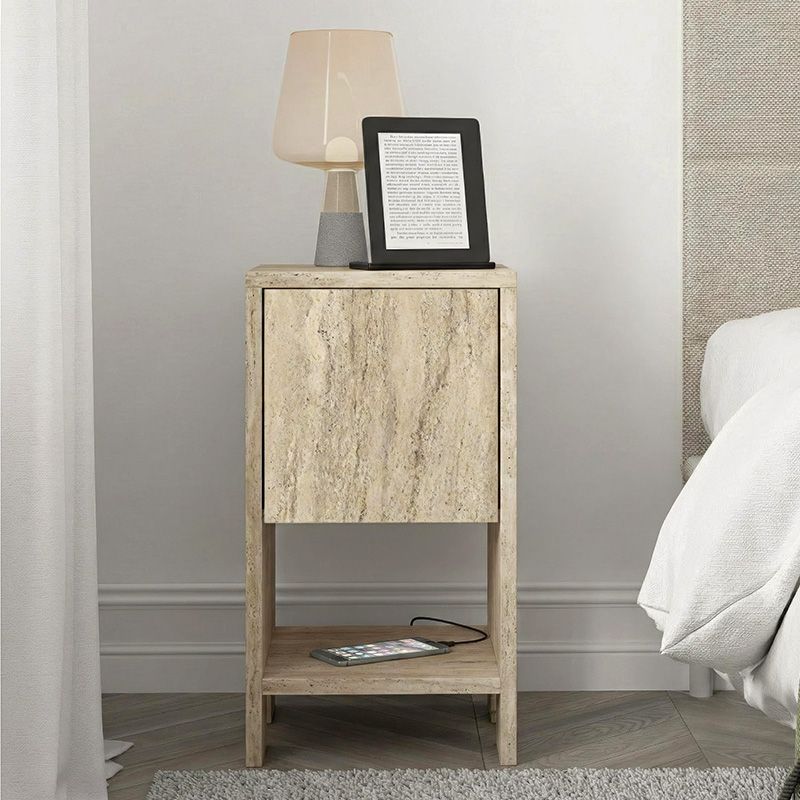 Κομοδίνο Ema Megapap χρώμα travertine 30x30x55εκ.