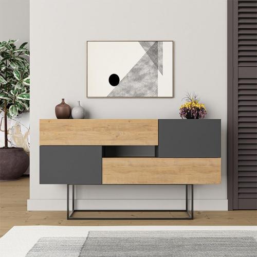 Μπουφές Eros Megapap sapphire oak - ανθρακί 145x40x82εκ.