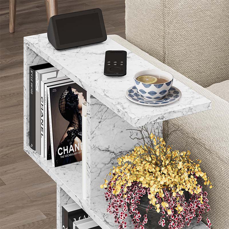 Τραπεζάκι βοηθητικό Homemania Megapap χρώμα λευκό εφέ μαρμάρου 60x20x60εκ. Τραπεζάκι βοηθητικό Homemania Megapap χρώμα λευκό εφέ μαρμάρου 60x20x60εκ.
