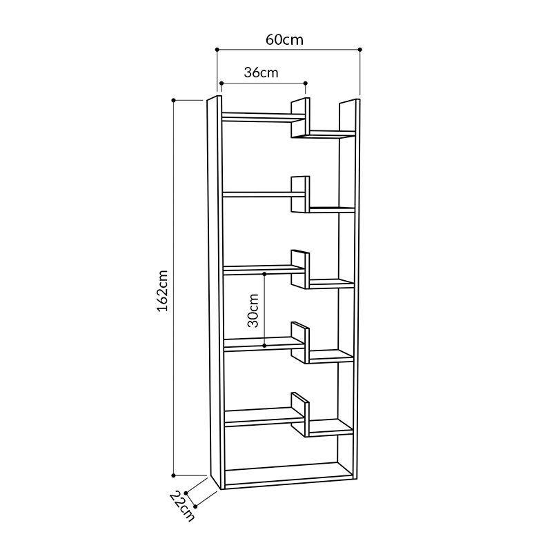 Βιβλιοθήκη Oppa Megapap χρώμα λευκό 60x22x162εκ.
